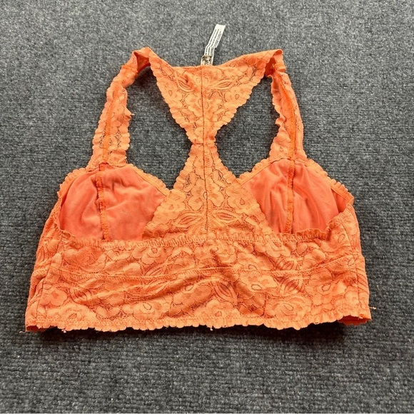 INTIMATELY FREE PEOPLE Women Orange Galloon Lace Racerback Bralette size Medium - Picture 2 of 7